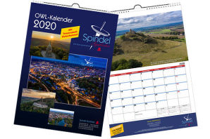 Gestaltete Fotokalender mit Landschaftsmotiven und Monatsübersicht